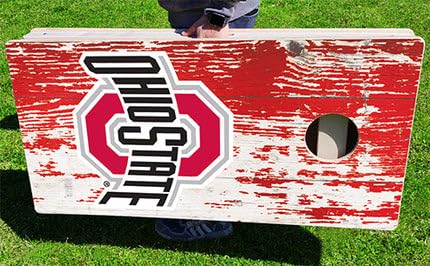 Ohio State Buckeyes Distressed Premium Pro Cornhole Bean Bag Toss Game 24x48 with 8 Regulation 16oz Bags
