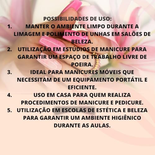 Coletor Aspirador de Pó Mega Bell Luxury Compacto para Unhas - Alta Potência e Baixo Ruído, Design E
