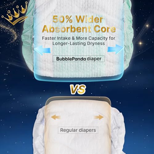Image of BubblePanda Overnight Diapers Baby Diaper Nighttime Protection Size 7 | Diapers Nighttime Protection with Dual Absorbent Core, Wider Absorbent Zone, Leak Proof Soft Surface, Disposable (Count 60)