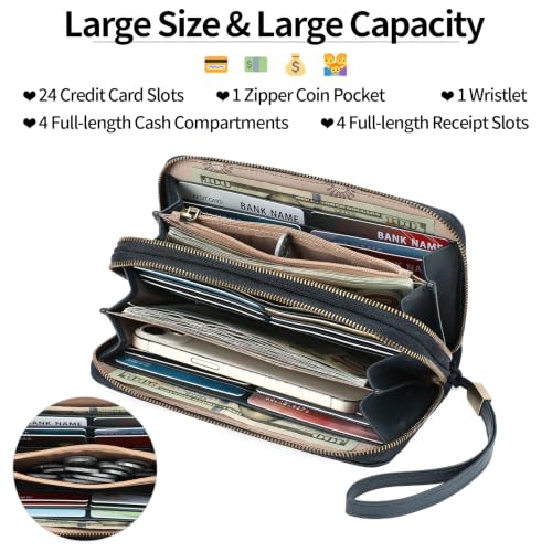 Image of GAEKEAO RFID Leather Wristlet Wallet for Women with Grip Strap