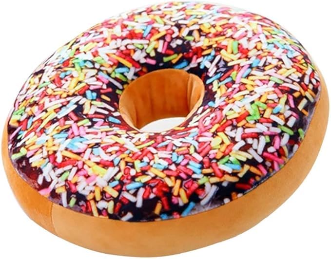 Maomoto Coussin rond en forme de donut 3D - 40 cm - Doux - Rembourré - Pour décoration d'intérieur, cadeau pour enfants (marron)
