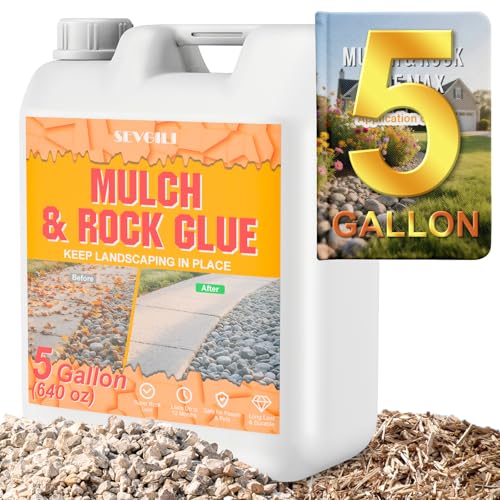 5 Gallon Mulch Glue for Landscaping SEVGILI Rock Glue & Gravel Binder Pet Safe & Plant Safe Non-Toxic Ready-to-Use Gravel Lockdown 100% Permeable & Fast-Dry Strong Pea Gravel Stabilizer