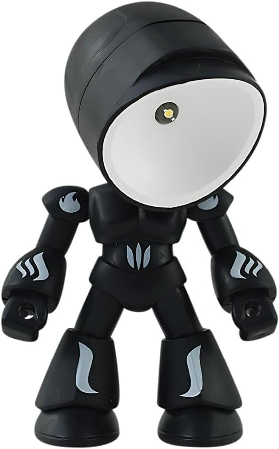 2026 Posable Robot Table Lamp - Cartoon Animal LED Night Light Set - Cordless Eye-Friendly Mood Light with Phone Holder for Bedroom Desk Decor (Black)