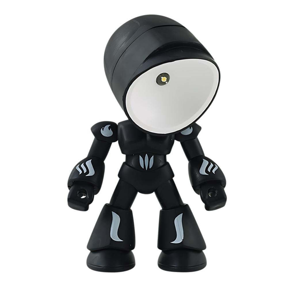 2026 Posable Robot Table Lamp - Cartoon Animal LED Night Light Set - Cordless Eye-Friendly Mood Light with Phone Holder for Bedroom Desk Decor (Black)