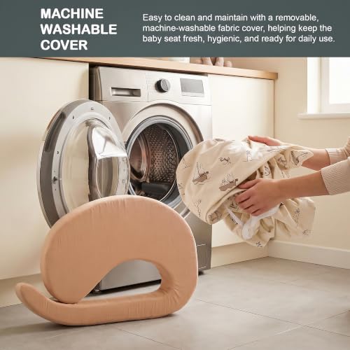 Image of BAYBEE Feeding Pillow for New Born Baby with Foldable Breastfeeding Cover | Feeding Cover for Nursing Mom with Adjustable Velcro & Back Support | Nursing Pillow with Removable & Washable (Beige)