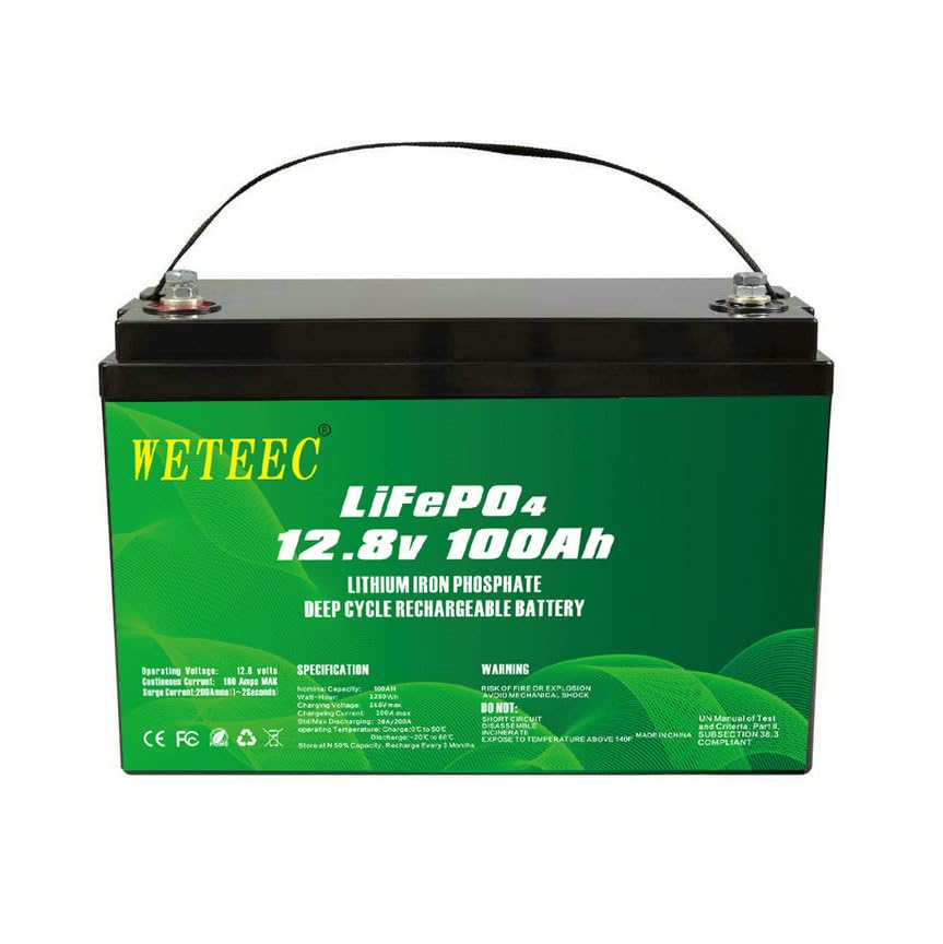 12V 100Ah LiFePO4 Battery, 5000+ Deep Cycle,Rechargeable Lithium Ion Phosphate Battery with BMS,for Trolling Motor, Kids Scooters, Power Wheels, Fish finder,Outdoor Camping.