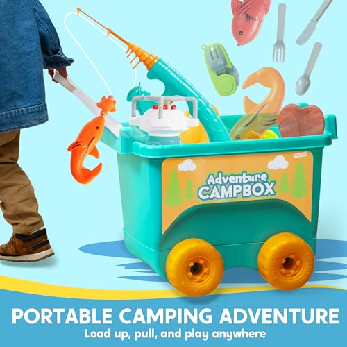 Kids Camping Set with Tent, Camping Wagon Toy, Toddler Adventure Playset for Boys, Camping Gear Toys for Kids Indoor Outdoor Pretend Play, Gift Idea for Boys Girls Age 3,4,5,6 Year Old - Image 6