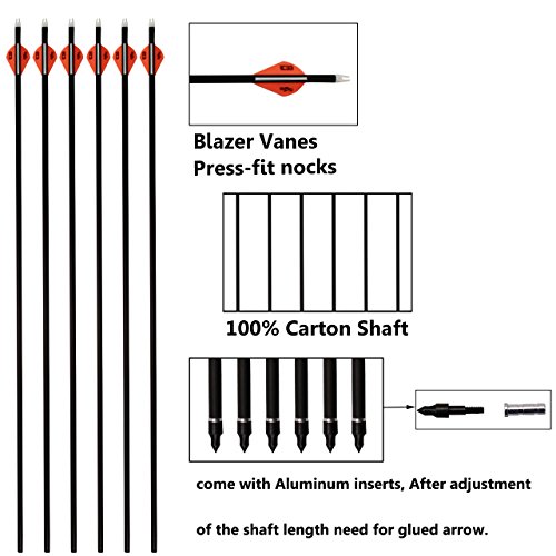 image for SinoArt Carbon Arrows 100% Carton Fiber Shaft 340/400/500 Spine Press-