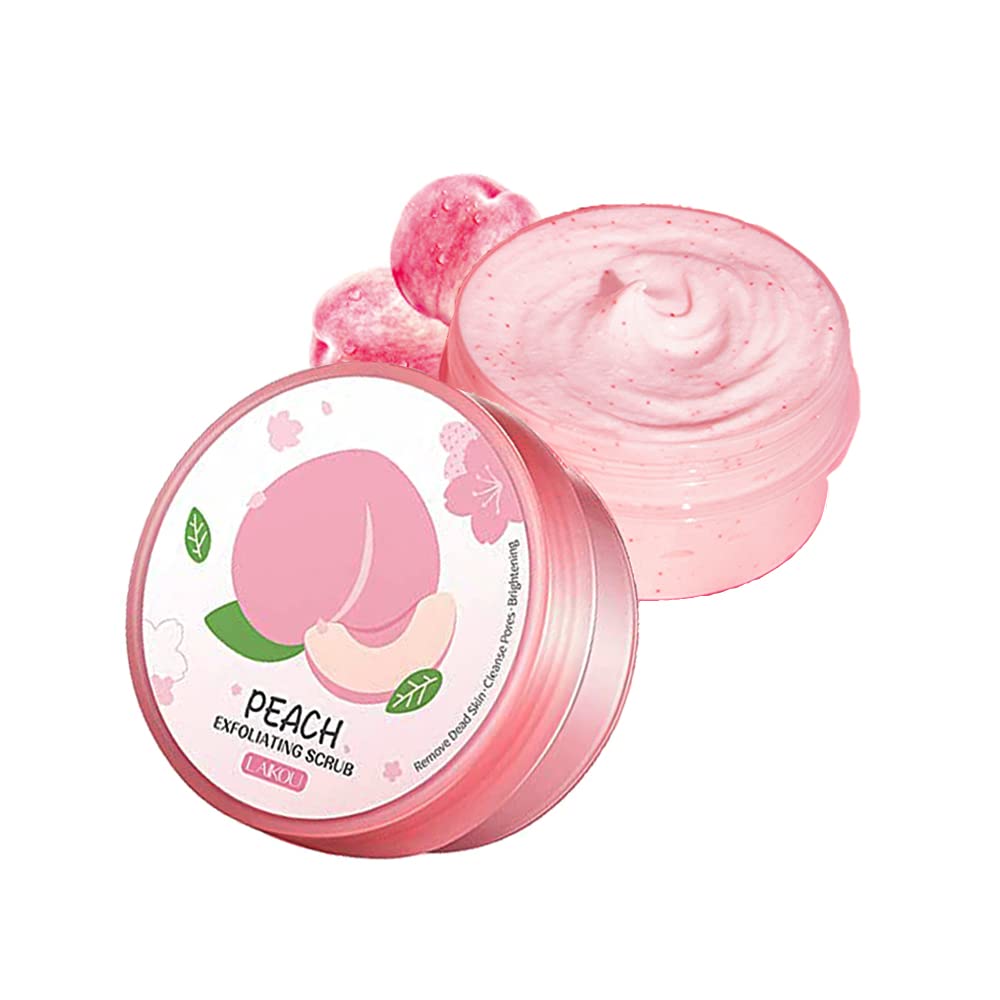 Peach Exfoliating Body Scrub, Ultra Hydrating and Gentle Smoothing Scrub for Body & Face - Remove Dull, Dead Skin, Minimize Pores, Essential Skin Care for Men and Women