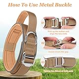 Ledeak Taktisches Hundehalsband, Weich Depolstert Atmungsaktives Hunde Halsband, Verstellbare Nylon Reflektierend Hundehalsband Mit tragbarer Metallschnalle für Mittel Große Hunde (Khaki, M)