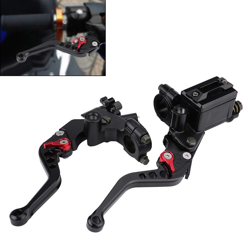 Aramox Guidon Moto 22Mm Leviers de maître-cylindre de frein, 1 paire de leviers de réservoir de maître-cylindre d'embrayage de frein universel pour moto 7/8 "(22 mm), noir