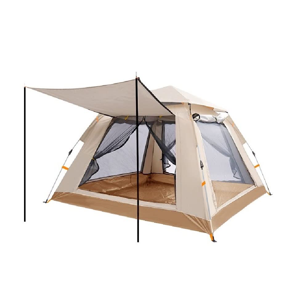 Komonee Pop Up Beach Tent Camping Deluxe Dome Style with Awning Cream And Sand 3 Man Person Outdoor UV Beach House