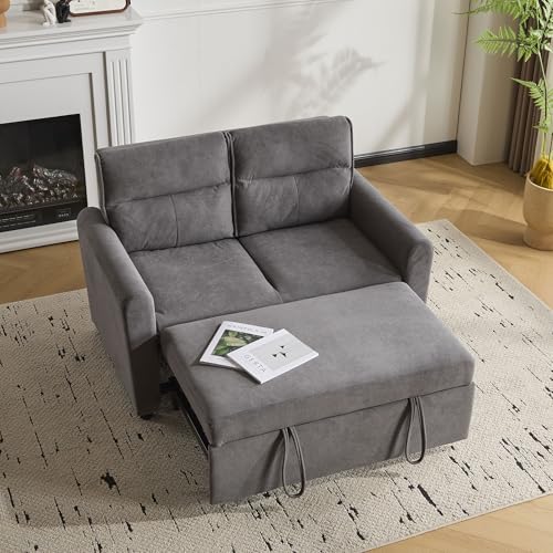 Kelodan [Sofá cama con función de dormir] Moderno sofá de 2 plazas/sofá cama plegable con función extensible/respaldo ajustable/incluye cojín de respaldo grande/ahorra espacio para salas de estar