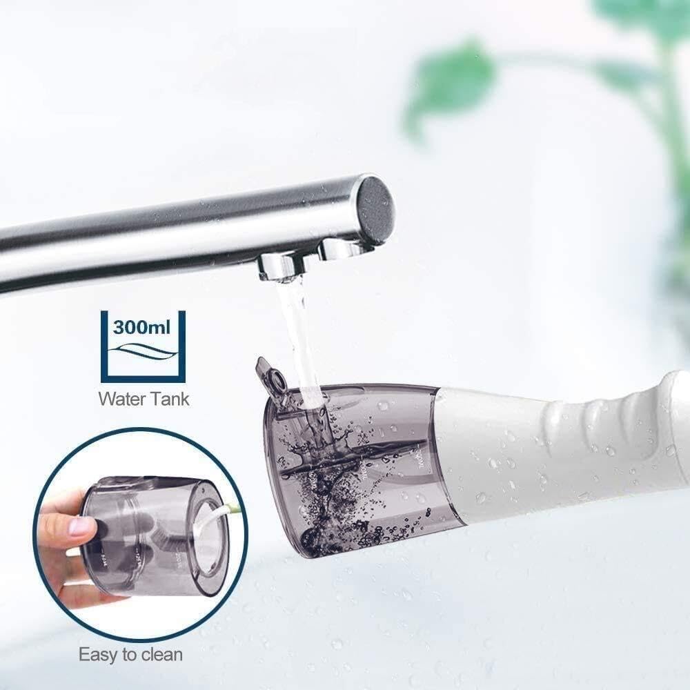 GeRRiT Idropulsore Senza Fili 300ML Detergente for Denti Portatile, Irrigatore Orale Dentale Ricaricabile con 3 modalità, Carica USB, Bianco