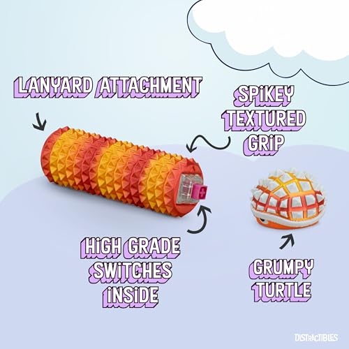 Image of Distractibles Shelly - Sensory Fidget Clicker, Textured Pain Stim Device, Stress Relief for Focus and Concentration (Neon Nova)