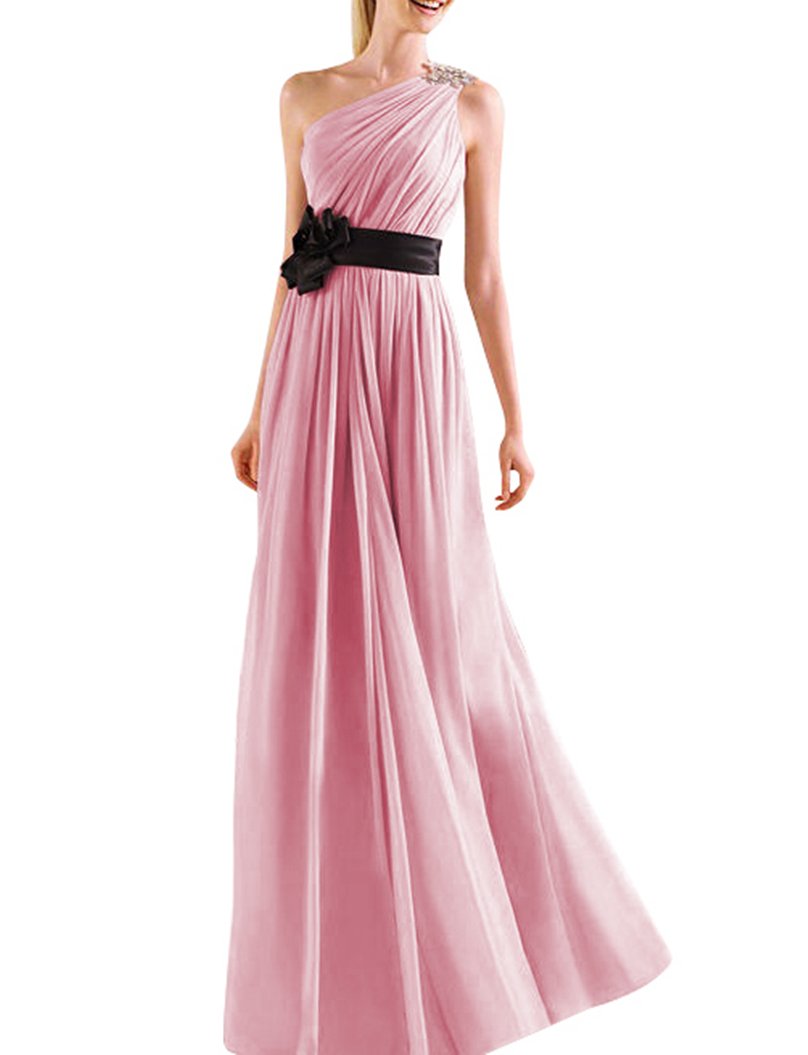 JY Women's Ruched One Shoulder Bridesmaid Dresses Prom Dresses Evening Dresses US 20 Blush