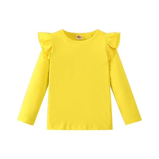 Camiseta infantil 12 m-7 anos manga com babados lisa lisa sem mangas blusa infantil roupas casuais