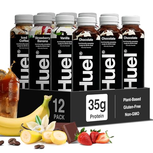 Huel Black Edition Ready-to-Drink | Meal Replacement Shake Variety Pack | 35g High Protein Drink | 27 Vitamins &amp; Minerals, Vegan, Gluten Free | Plant Based | High Fiber, Low Sugar | 16.9 Fl Oz, 12 Pack