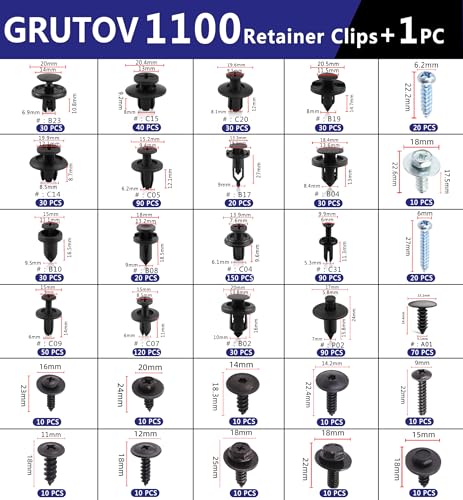 Image of 1101PCS Auto Retainer Clips Assortment Automotive Push Pins Plastic Rivets Car Bumper Clips Xmas Tree Fasteners Kit Most Common Sizes Auto Body Push