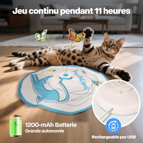Pet Prime Jouet Interactif Rechargeable pour Chat d'Intérieur - Papillon Automatique 3 en 1 avec Canne à Pêche Cachette - Stimulant & Durable - Éveille l'Instinct de Chasseur – Image 5
