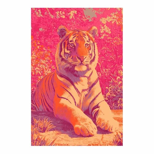 Tableau sur toile tigre art mural decoration salon peinture imprimee rose217 70x100cm