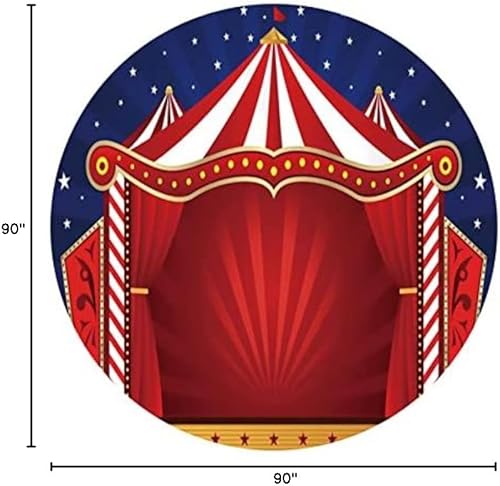 Miniatura 10 de Renaiss Cubierta de fondo redonda de carpa de circo de 7 x 7 pies para sesión de fotos, para niños y niñas, retrato, carpa roja, cielo estrellado
