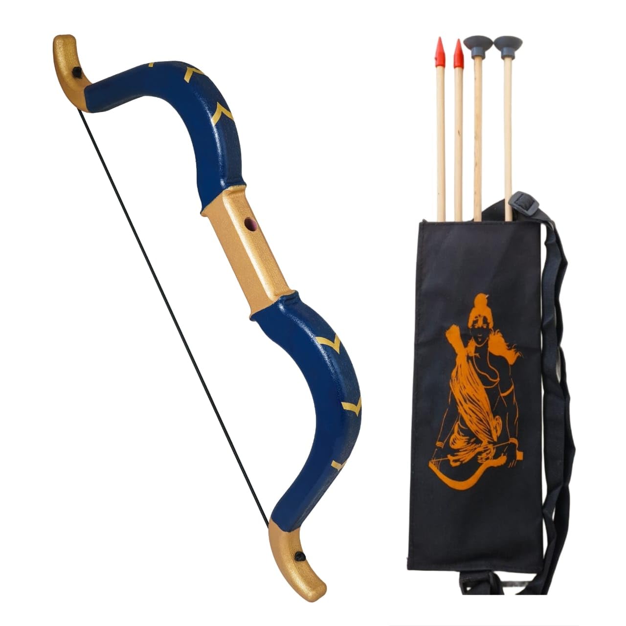 Archery Set for Kids Bow and Arrow Game for Indoor Outdoor Royal Gift for Boys and Girls Handmade Wooden Bow Ramayan Dhanush Teer Ayyappa Bow Khatu Shyam Bow-image-20
