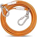 Orange Dog Tie Out Cable Lead With Steel Buckle,3/6/9/15m Dog Runner Cable with Swivel Hook ,Dog Leash Run Tether for Yard Outdoor Camping,for Dogs Pets Up to 500 LB?3m?