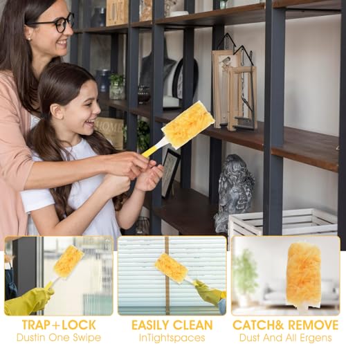 Image of Kifmurase 50Pcs 360 Heavy Duty Duster Refills, Disposable Duster Replacement Heads, Unscented Disposable Dusters Refills for Cleaning Home, Office, Corners, Blinds, Car (50 Refill + 1 Handle)
