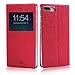 Feitenn iPhone 7 plus case Premium Leather PU Flip Wallet Case with View Window Stand Kicstand Card Holder Magnetic Closure Clear TPU Slim Leather Case for iphone 7 plus (China Red)