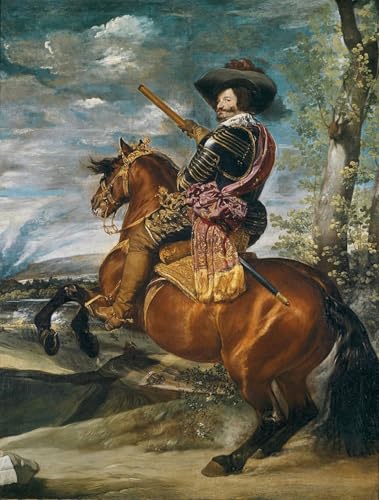 Poster Portrait équestre de Don Gaspar De Guzman par Diego Velazquez pour mur salon 60x90cm