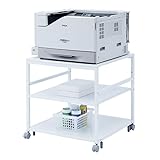 サンワサプライ アウトレット プリンター台 3段 キャスター付き ラック 収納 スチール製 幅70×奥行70cm 高さ2段階 70cm/72cm ホワイト LPS-T7070