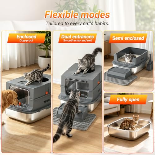 Arenero para Gatos Acero Inoxidable con Tapa XL miniatura 2
