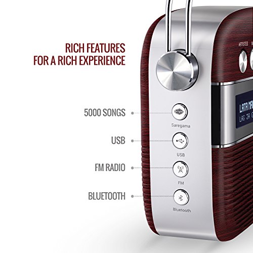 Image of Saregama Carvaan Hindi - Portable Music Player with 5000 Preloaded Songs, FM /BT /AUX (Cherrywood Red)