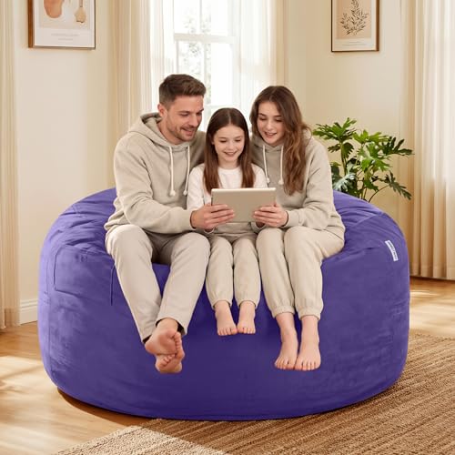 Image of HABUTWAY Bean Bag Chair: Giant 5' Memory Foam Furniture Bean Bag Chairs for Adults with Microfiber Cover 5Ft (Purple)
