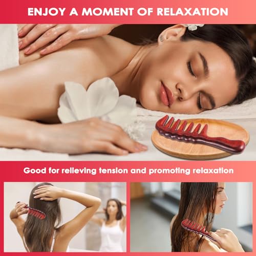 Haarkamm zum Entwirren - Breitzahn Holz Grober Kamm für Locken und lange Haare - Kein Statischer NatüRlicher Sandel Holz Massage Haar Kamm