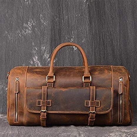Vintage Crazy Horse Leather Men's Travel Duffle Luggage Bag3