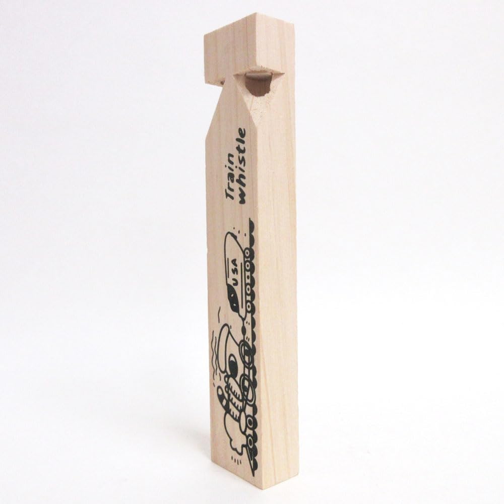 Iron Wooden Train Engine Whistle 7 Choo Choo Locomotive Noisemaker Kids Toy New