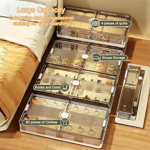 Cajas de almacenamiento bajo cama con ruedas y organizadores plegables de gran capacidad para ropa 7