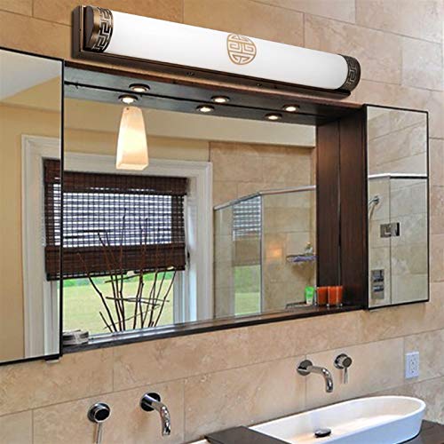 Miroir phare LED applique anti zone d'ombre coiffeuse métal noir 61cm