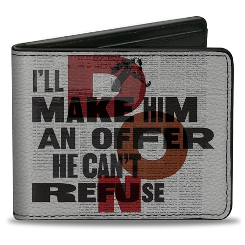 Buckle-Down Paramount Pictures Wallet, Bifold, The Godfather I'll Make Him an Offer and Logo News Print, Vegan Leather