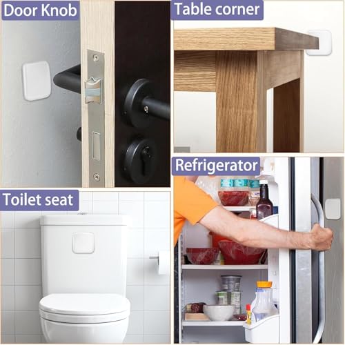 Image of Wash and Reusable Door Knob Wall Protector Transparent Round Silicone Glossy Door Handle Bumper for Doorknobs, Headboard, Refrigerator Door, Cabinets (Square, 6, Count)