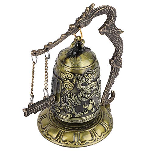 Bronze Dragon Lock Bell, Restoring Ancient Ways Bell with Dragon Totem, Electroplating Finish, for Home Decoration