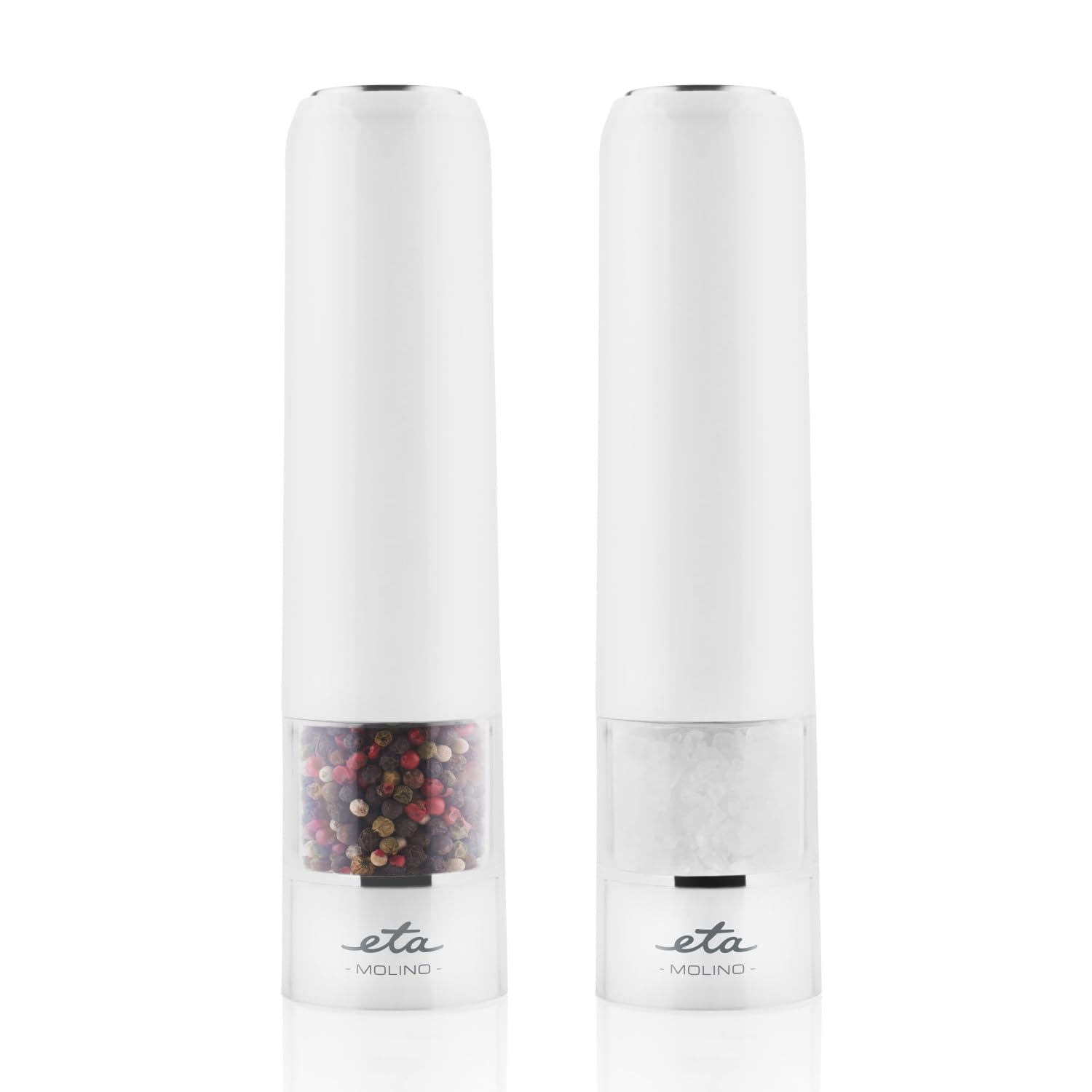 ETA Sale e Pepe Mill Set I Molino I Elettrico I Lavorazione Plastica di Alta Qualità I Contenitore Trasparente I Illuminazione dell'Area Sotto Il Mulino