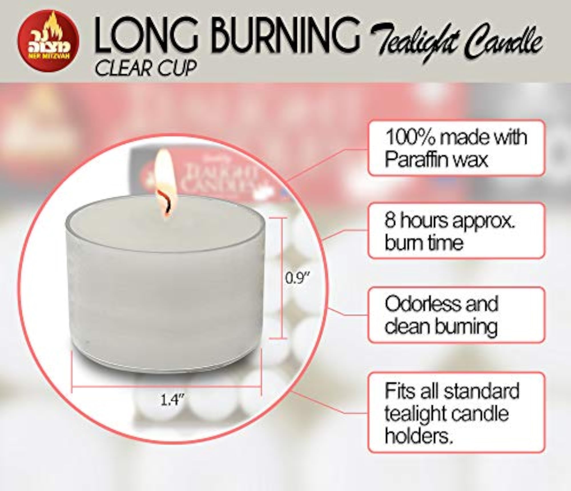 Long Burning Tealight Candles, Unscented, 80 Pack