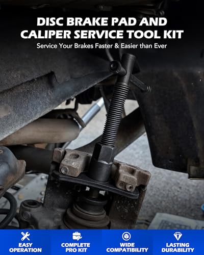 Image of Orion Motor Tech Disc Brake Pad and Caliper Service Tool Kit | Professional Disc Brake Caliper Compression Tool Kit | Universal Disc Brake Caliper and Piston Wind Back Tool Set with Case