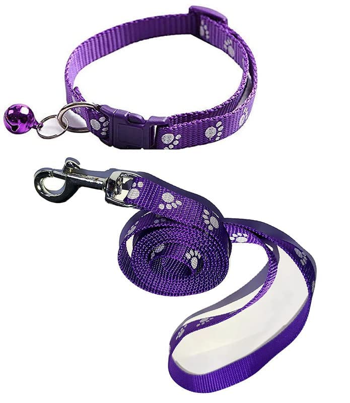 Pups&Pets Dog Collar and Leash Set Puppy Paw Printed, Adjustable Nylon Collar with Leash for Small and Medium Dogs, Quick Release and Breathable Collar Set for Puppies, Dog & Cat 15 MM (Purple) (B09VTC13BP) Amazon Price History, Amazon Price Tracker