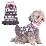 kyeese Dog Sweater Dress Turtleneck Dog Sweater Knit Pullover with Leash Hole Warm for Winter