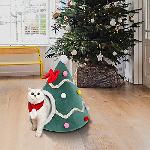 Lucky Monet Super Cute Christmas Tree Pet Bed Tent House Xmas Cat Dog Cave Bed Nest (Green, Small) #TOP1
