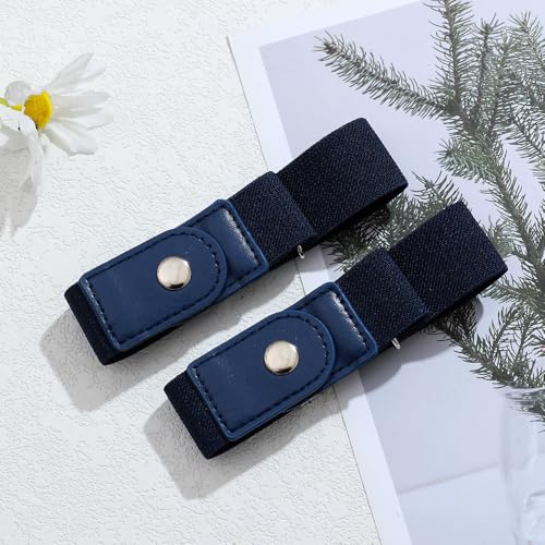 2 Pcs Invisible No Buckle Belt Adjustable No Buckle Belts Side Belt without Buckle Elastic Stretch for Men Women2